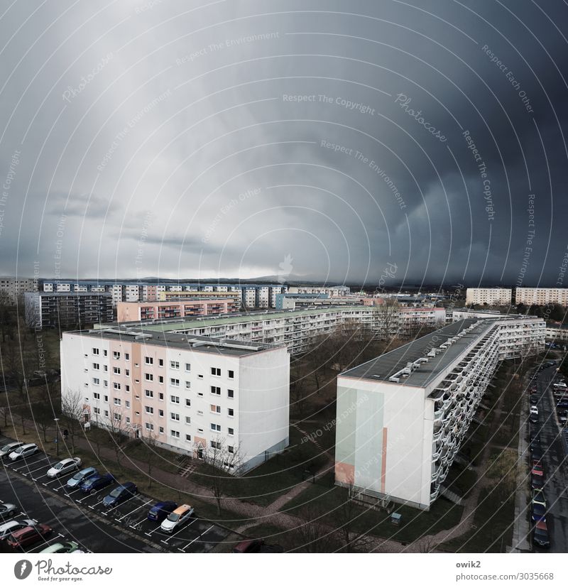 weather station Storm clouds Bad weather Rain Bautzen Lausitz forest Germany Small Town Downtown Populated House (Residential Structure) High-rise Building
