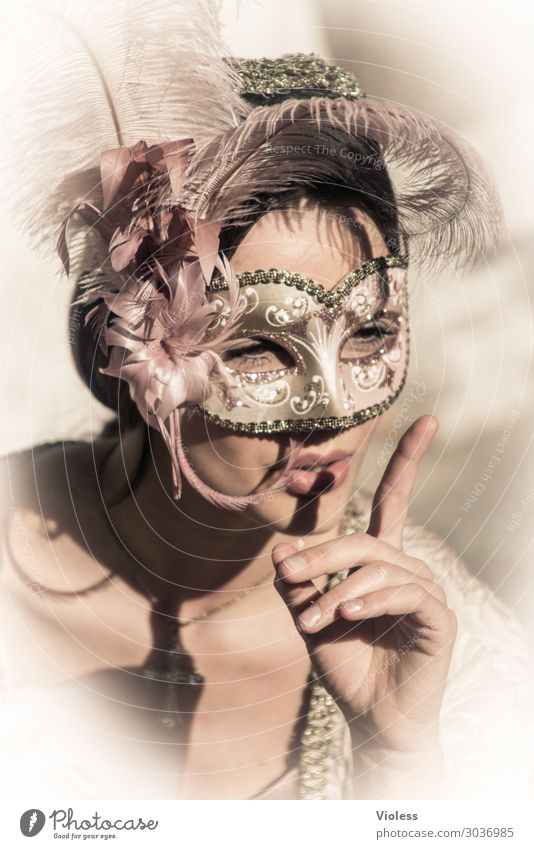 Arwen II Venice Carnival Mask Portrait photograph Feminine Woman Adults Passion Emotions Moody Exterior shot Front view Forward Respect quiet