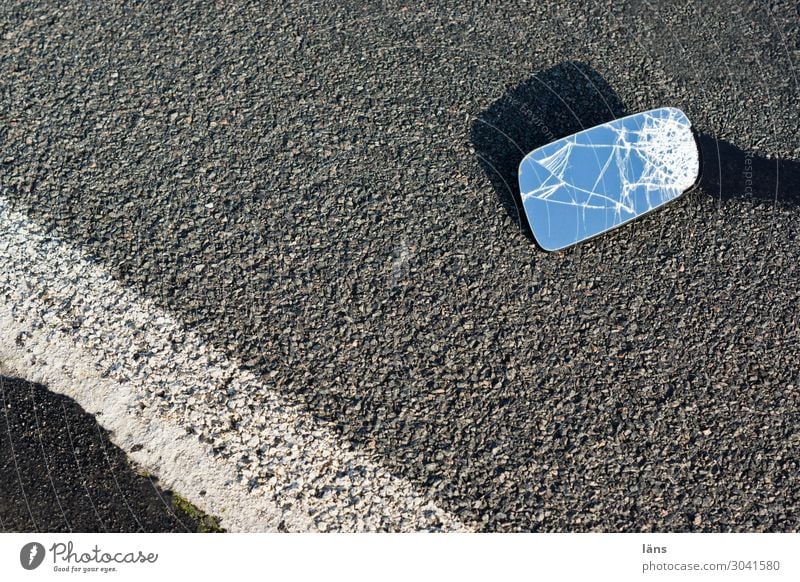mishap Transport Motoring Street Lanes & trails Car Mirror Broken Under Gray Concern Grief Disappointment Fear Horror Perturbed Frustration Disaster Speed Risk