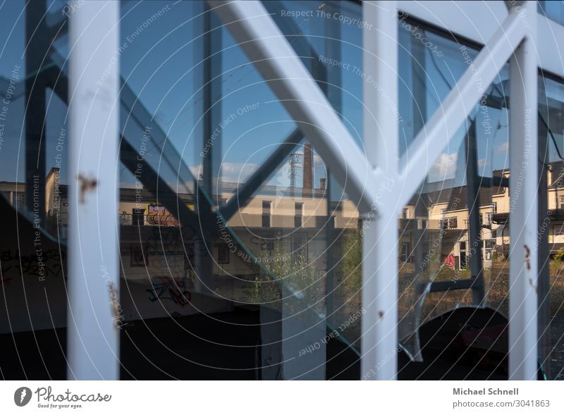 Fragmented reflection House (Residential Structure) Places Window Old Broken Gloomy Destruction Loneliness lost places Colour photo Exterior shot Reflection