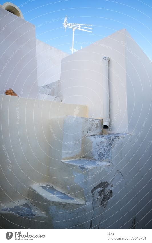 Coming and going Wall (barrier) Wall (building) Stairs Beginning Uniqueness House (Residential Structure) Antenna Downspout Deserted Greece Santorini