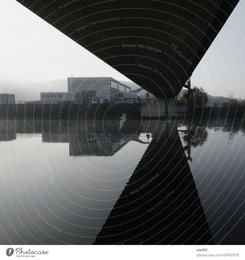 temporary solution Environment Landscape Water Sky Horizon Beautiful weather River bank Danube Bavaria Bridge Building Transport Traffic infrastructure Dark