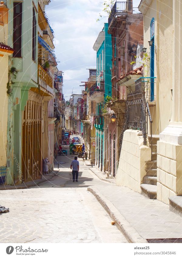 Colorful street of old Havana Vacation & Travel Tourism Building Architecture Transport Street Old america American caribbean City Classic Cuba Cuban holiday