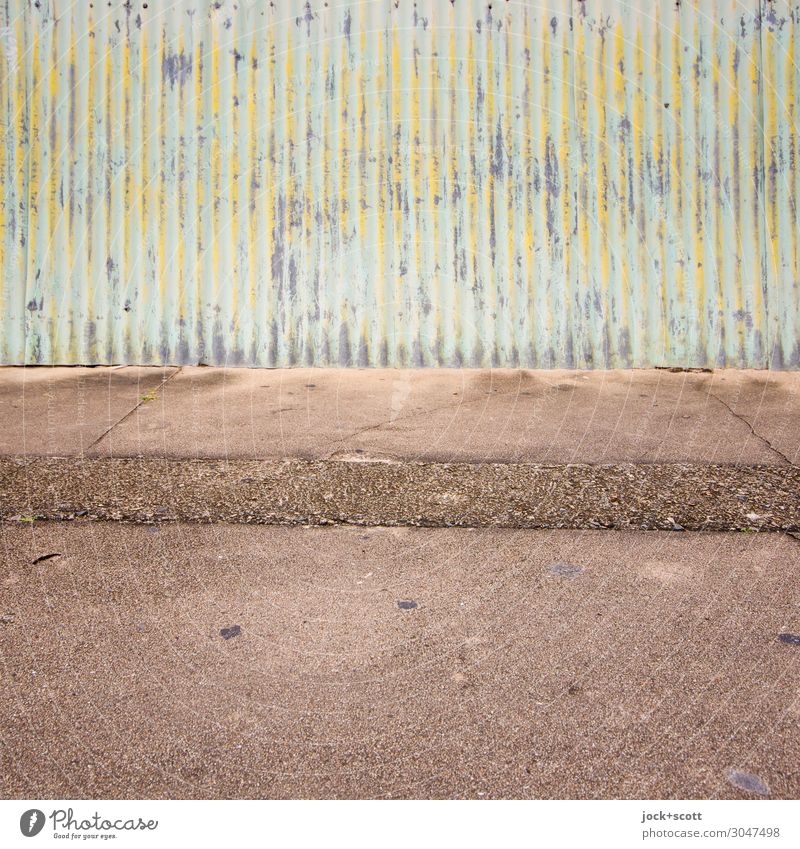 Corrugated Exotic Queensland Decoration Corrugated sheet iron Gap in the fence Concrete Authentic Simple Under Safety Secrecy Symmetry Transience Undulating