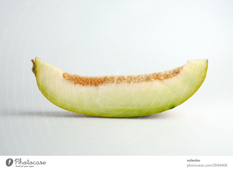 piece of ripe melon with seeds on a white background Vegetable Fruit Dessert Nutrition Vegetarian diet Diet Summer Nature Plant Eating Fresh Natural Juicy