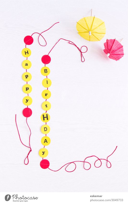 Happy Birthday Decoration Feasts & Celebrations Paper chain Places Happiness Yellow Red White Congratulations map birthday card Sincere English supervision
