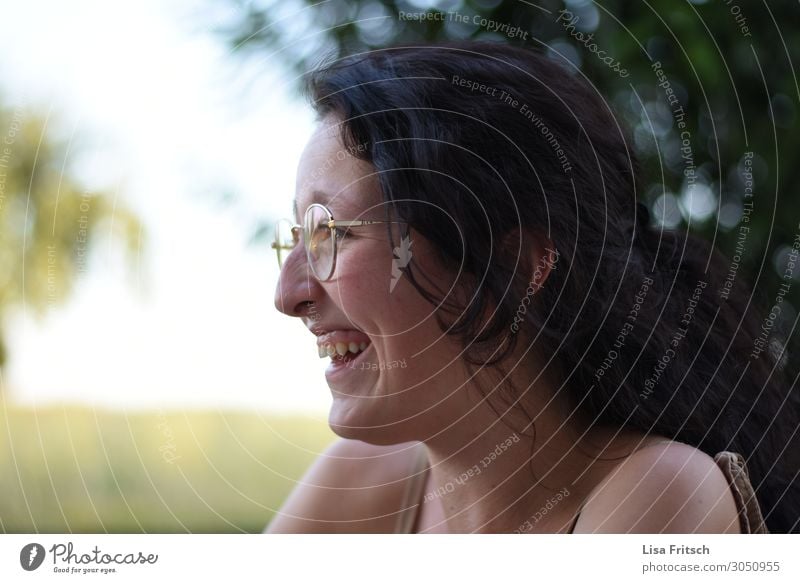 LAUGHING WOMAN - GLASSES - SUMMER Lifestyle Beautiful Tourism Summer Woman Adults 1 Human being 18 - 30 years Youth (Young adults) Eyeglasses Black-haired