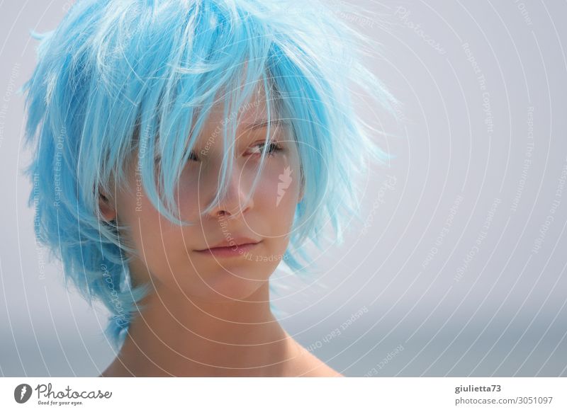 Hipster girl with blue hair Young woman Youth (Young adults) Life Hair and hairstyles 1 Human being 13 - 18 years Summer Beautiful weather Short-haired Wig