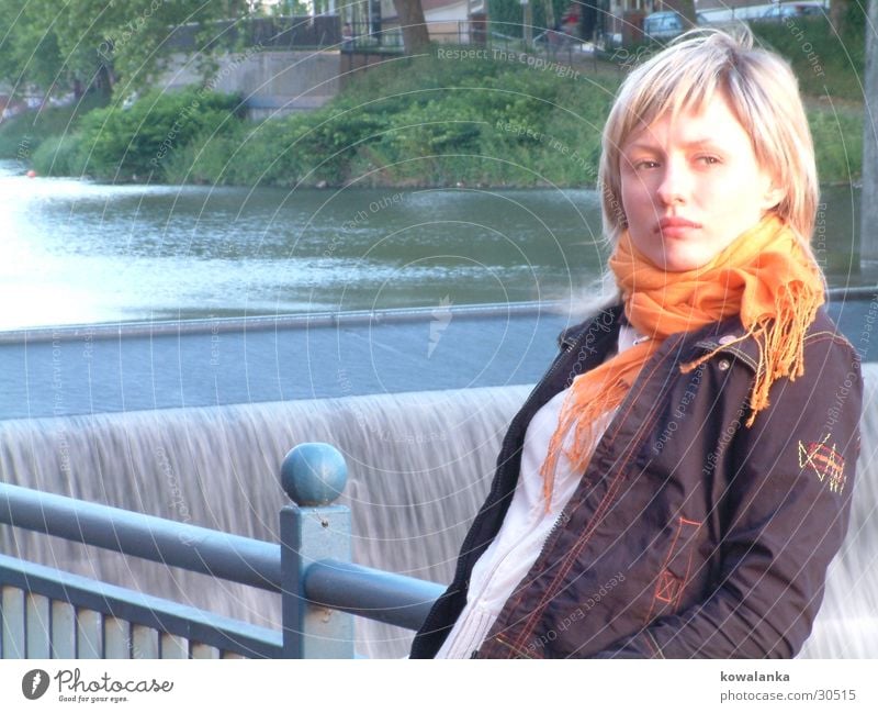 at the waterfall Neckerchief Woman Water Waterfall Orange