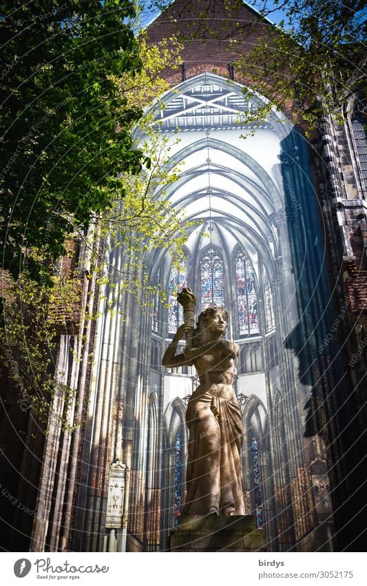 St. Martin Cathedral in Utrecht, statue before installation Feminine Woman Adults 1 Human being Art Statue Installations Beautiful weather Tree Dome