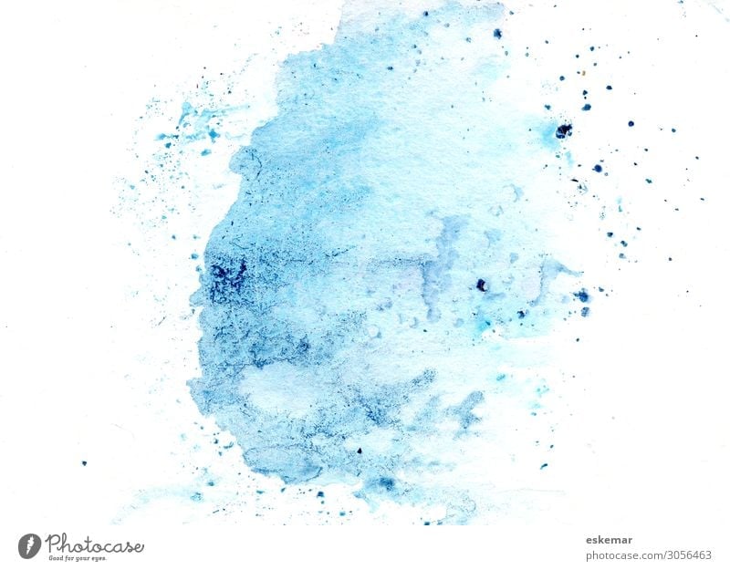 Watercolor blue background, blot, blob, splash of blue paint on