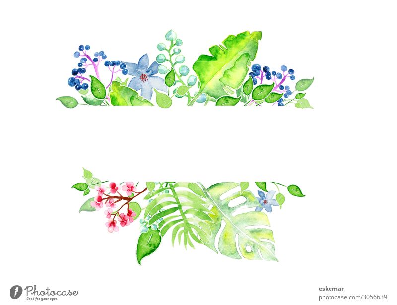 Flowers watercolour with text space Summer Garden Decoration Art Work of art Painting and drawing (object) Watercolors Painted on paper Nature Plant Spring Tree