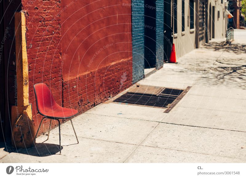 a chair in harlem City trip Furniture Chair Beautiful weather New York City Harlem USA Town Deserted House (Residential Structure) Wall (barrier)