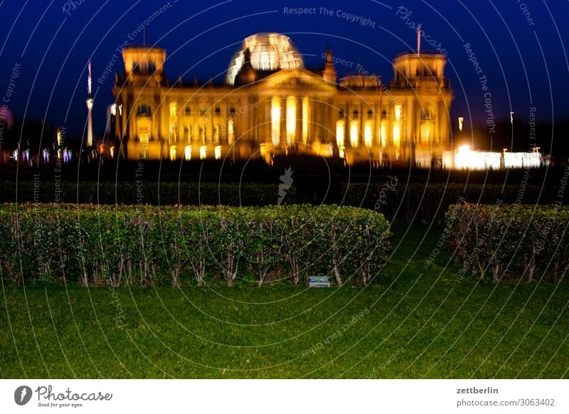 Reichstag at night and shaky Evening Architecture Berlin Germany German Flag Dark Twilight Capital city Night Parliament Government Seat of government Spree