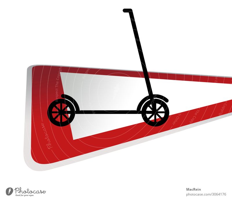 Traffic sign with electric scooter Transport Means of transport Road sign Scooter Red Safety Symbols and metaphors Signage Colour photo