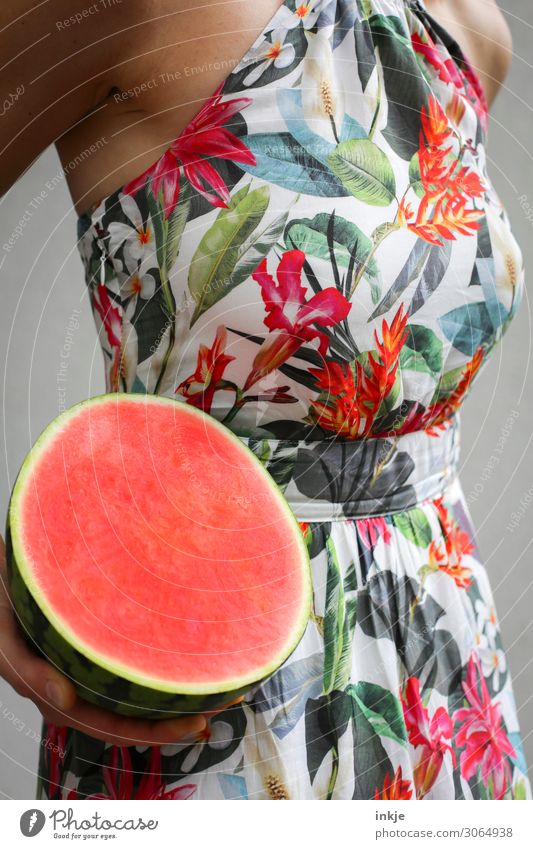 with umbrella, charm and melon. Fruit Melon Nutrition Genetic engineering Breed Hybrid Feminine Woman Adults Life Body 1 Human being 18 - 30 years