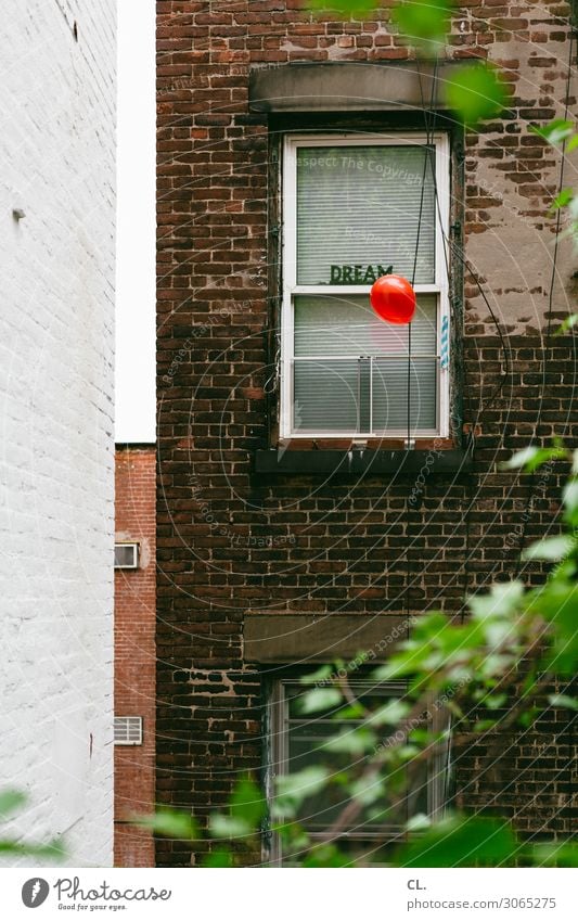 dream New York City USA House (Residential Structure) Wall (barrier) Wall (building) Window Decoration Balloon Sign Characters Exceptional Red Emotions