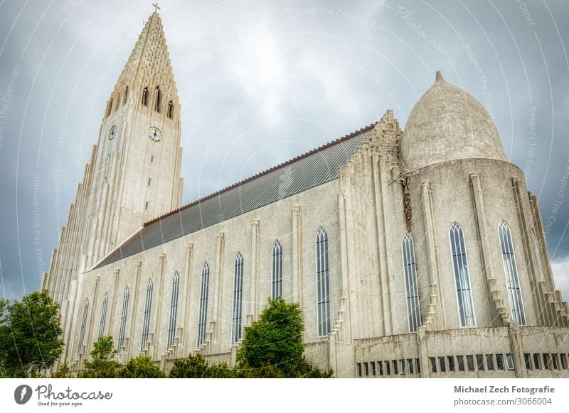 Famous cathedral Hallgrimskirkja church in reykjavik Design Beautiful Vacation & Travel Tourism Summer Nature Landscape Sky Town Downtown Skyline Church