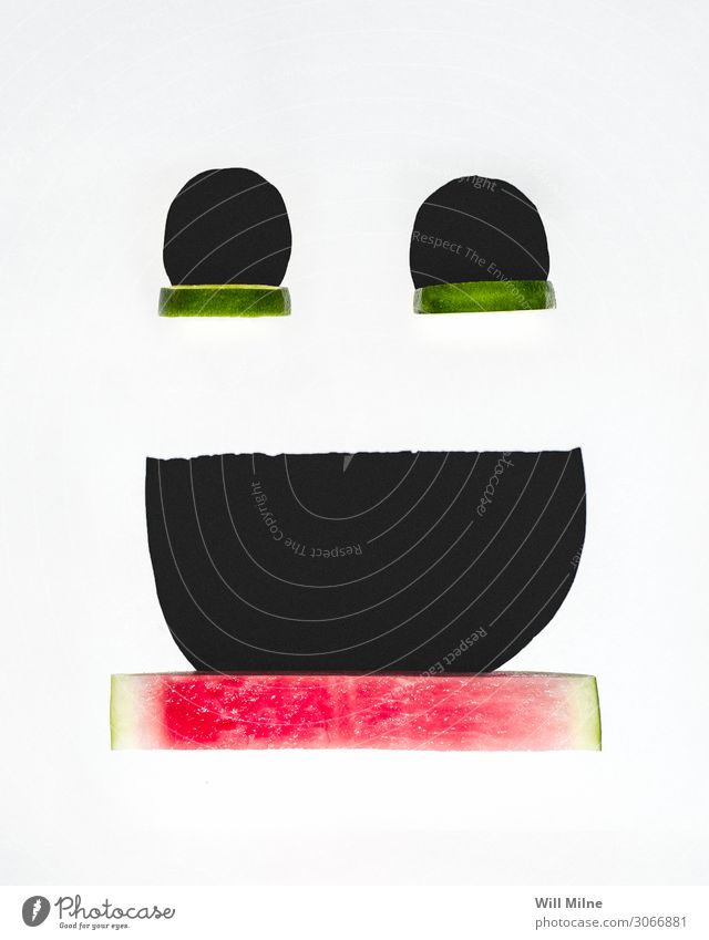 Smiley Face Made Out of Fruit and Shadows Smiling Water melon Lime Green Red Happy Minimal Happiness