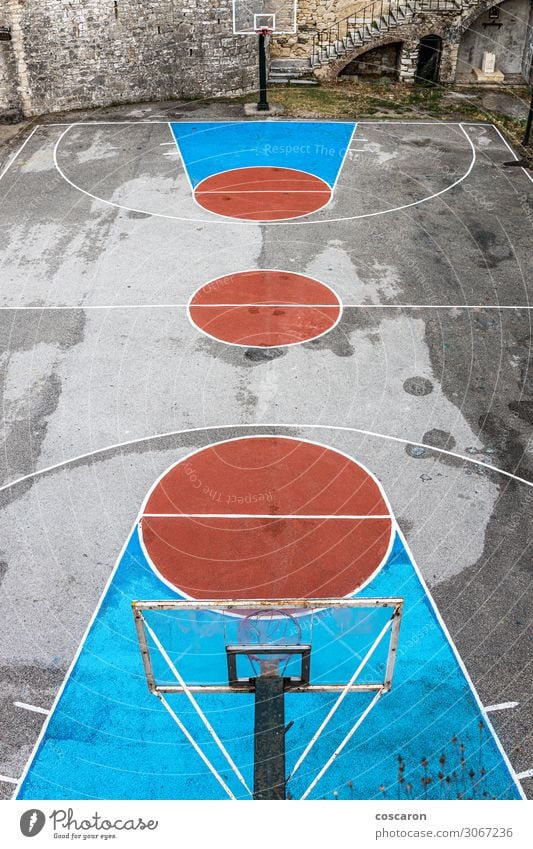 Empty and grunge basketball court. Aerial view. Lifestyle Design Playing Sports Ball sports Sports team Soccer Sporting Complex Stadium School Schoolyard