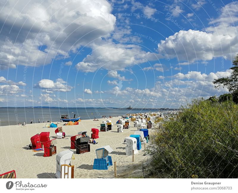 Beach baskets on the Baltic Sea on Usedom Vacation & Travel Tourism Summer Summer vacation Sun Ocean Human being Nature Sand Water Beautiful weather