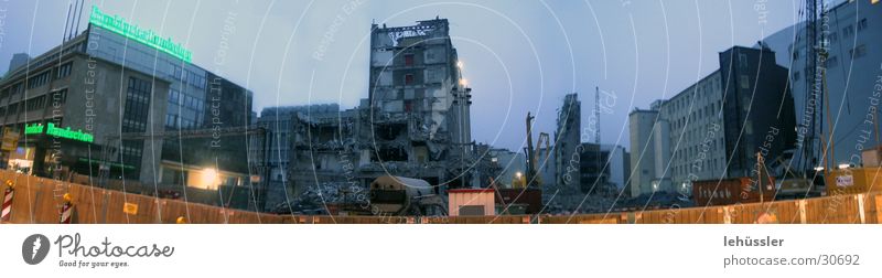 construction site panorama Frankfurt Construction site Fence Building rubble Town Dismantling Architecture indicator Stone