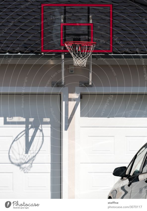 basketball Sports Fitness Sports Training Car Movement Basketball arena Garage streetball Basketball basket Colour photo Exterior shot Copy Space bottom