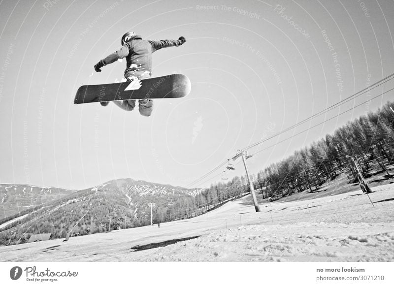 rail and fly Lifestyle Sports Winter sports Snowboard Ski run Alps Mountain Peak Helmet Freedom Tourism Vacation & Travel Jump Flying Snowboarding Snowboarder
