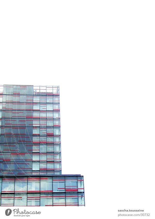 Red Tower High-rise White Reflection Clouds Facade Architecture Hamburg Sky Modern Glass ...