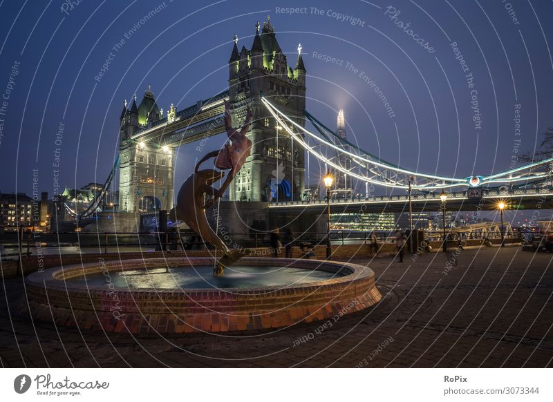 Tower Bridge in dusk light. Lifestyle Style Design Vacation & Travel Tourism Trip Sightseeing City trip Economy Trade Art Work of art Sculpture Architecture