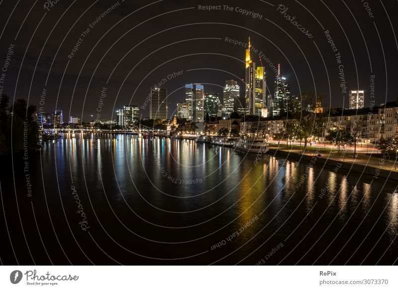 Skyline of Frankfurt. Lifestyle Style Design Vacation & Travel Tourism Sightseeing City trip Night life Work and employment Office Economy Trade Craft (trade)