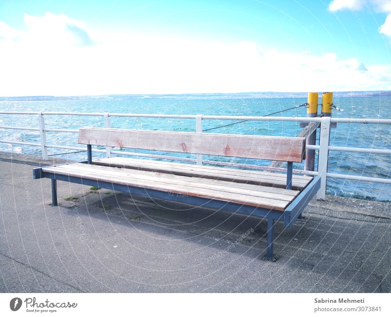 bench Lifestyle Calm Trip Freedom Sightseeing Nature Landscape Water Sky Horizon Sun Summer Lakeside To enjoy Vacation & Travel Looking Dream Infinity Natural
