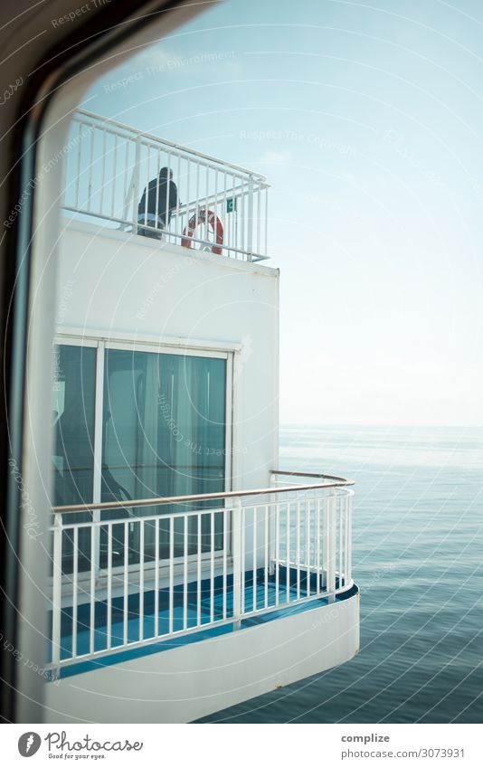 Balcony with sea Healthy Wellness Swimming & Bathing Vacation & Travel Tourism Freedom Cruise Summer Summer vacation Woman Adults Man Environment Nature Coast