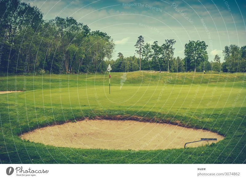 hole-in-sand Lifestyle Leisure and hobbies Playing Sports Ball sports Success Loser Golf Nature Sand Summer Meadow Flag Green Business Concentrate Fiasco