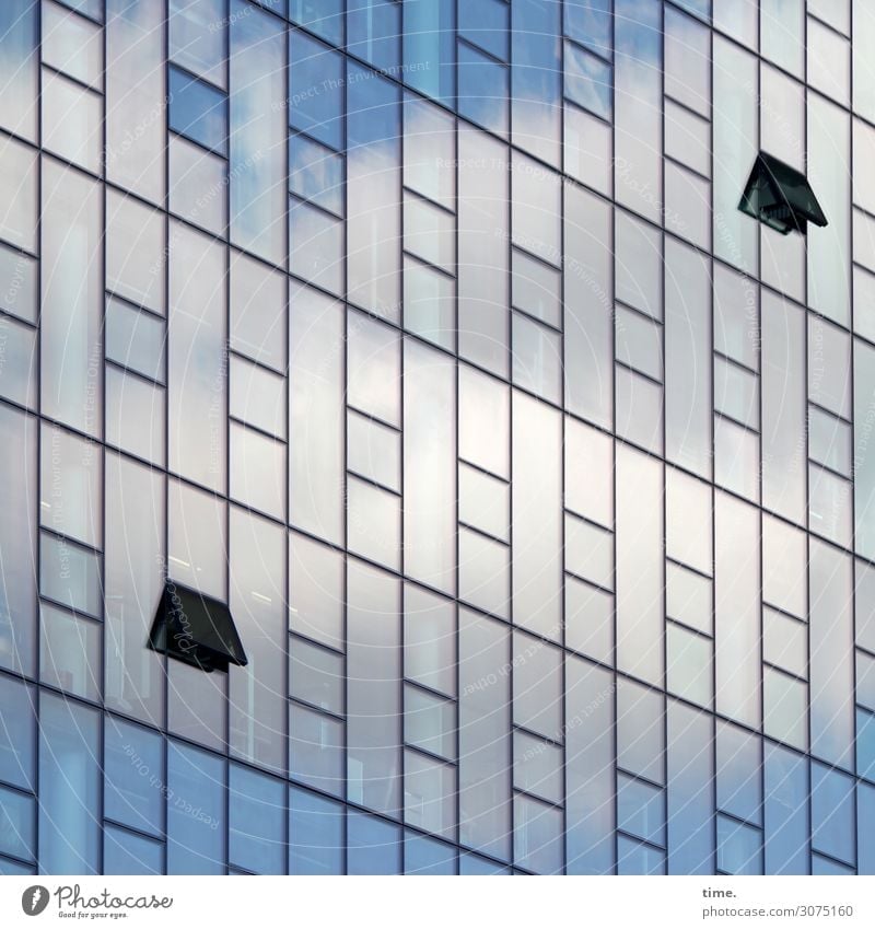 Oberstübchenlüftung (small version) Sky Clouds Hamburg Downtown House (Residential Structure) High-rise Architecture Office building Facade Window Glass Metal