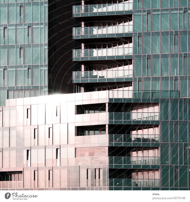 glass container Hamburg Harbor city House (Residential Structure) High-rise Manmade structures Building Architecture Facade Window Packaging Glass Line Stripe