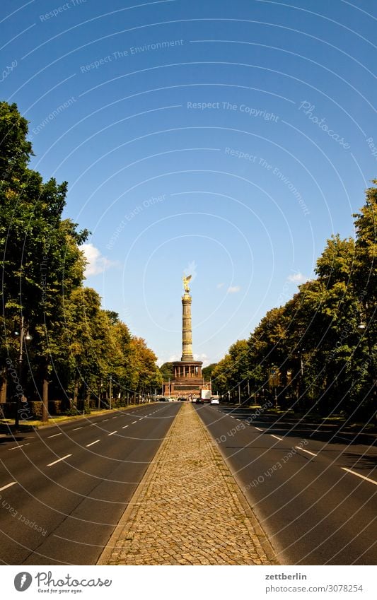 Victory column again Evening Berlin Monument Germany Twilight else Closing time Figure Goldelse victory statue big star Capital city Deserted Middle Copy Space