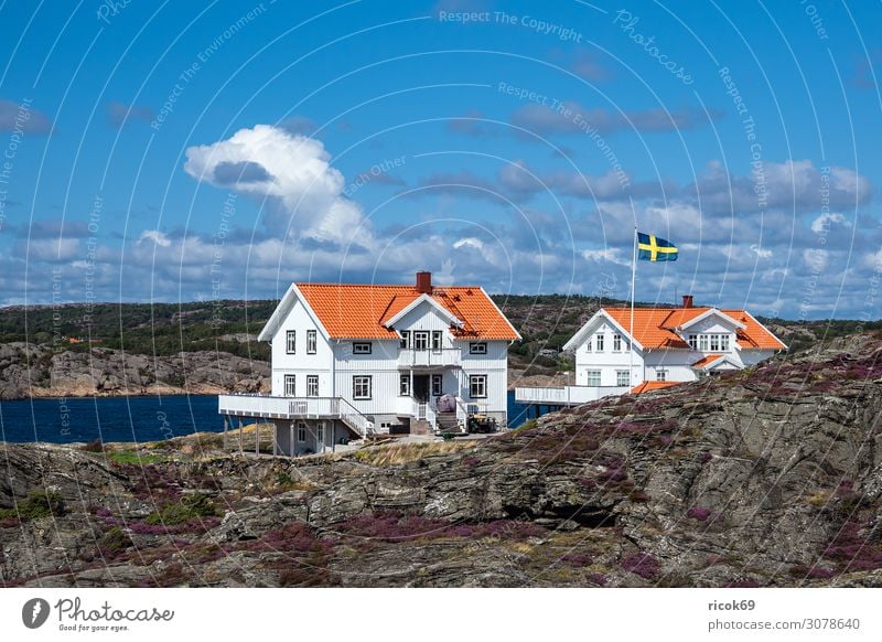 View of the island Dyrön in Sweden Relaxation Vacation & Travel Tourism Summer Ocean Island House (Residential Structure) Nature Landscape Water Clouds Rock