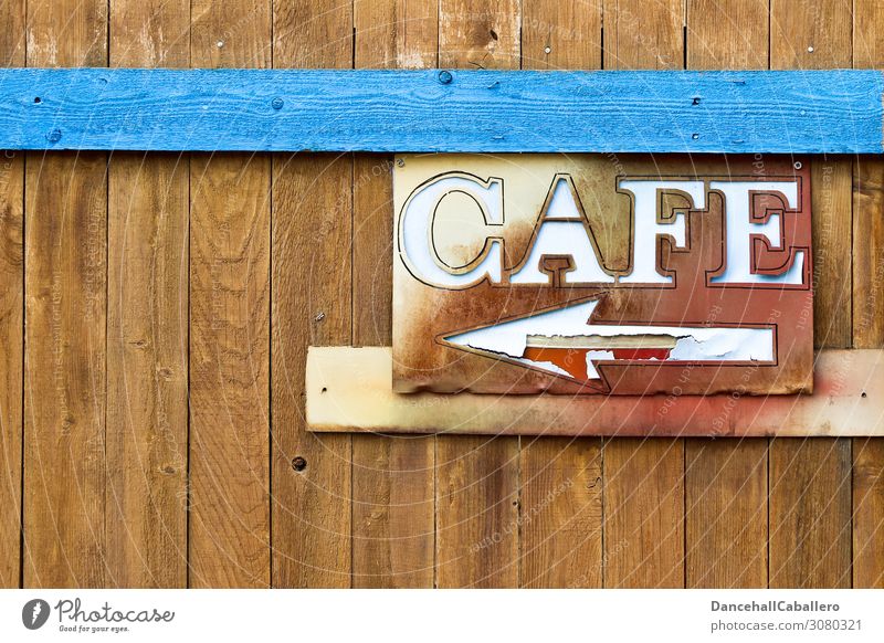 cafe Pedestrian precinct Wood Characters Signs and labeling Signage Warning sign Line Arrow Leisure and hobbies Café Coffee Services Broken Direction