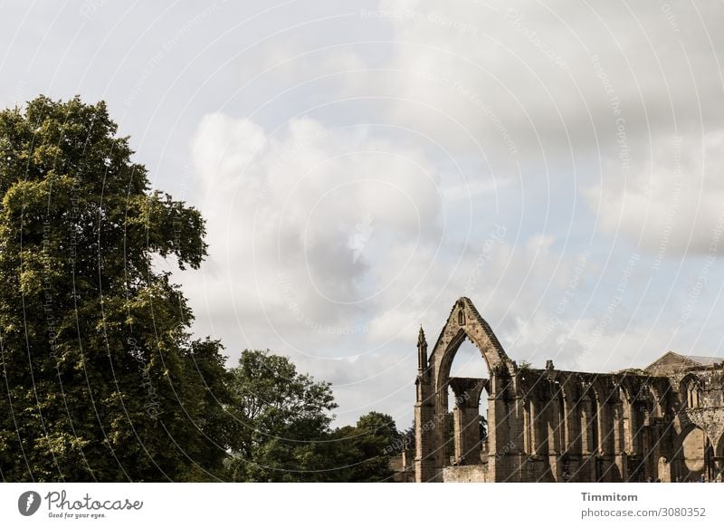 Bolton Abbey Vacation & Travel Environment Sky Beautiful weather Tree Great Britain Church Ruin Wall (barrier) Wall (building) Tourist Attraction Stone Old