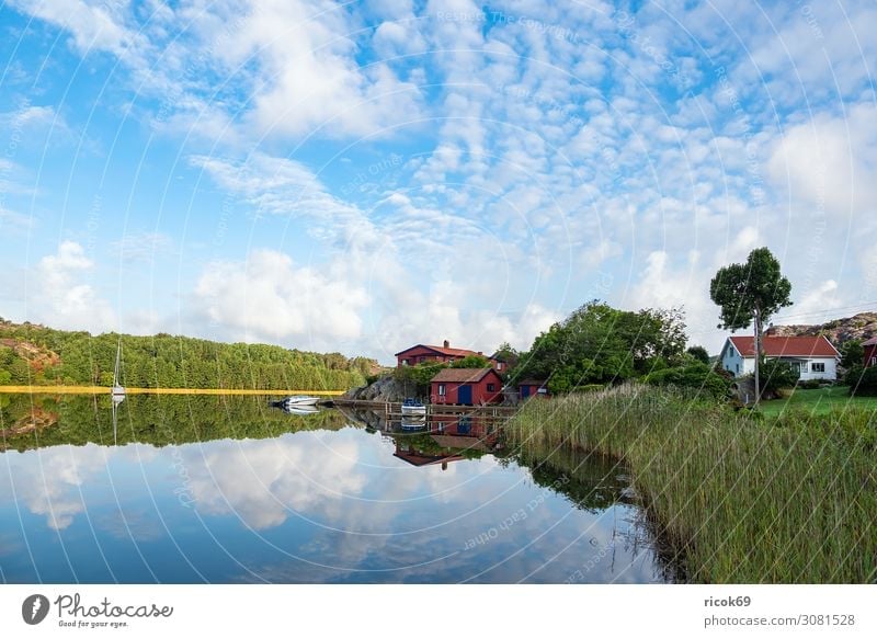 Reflection in the water in Nösund on the island of Orust in Sweden Relaxation Vacation & Travel Tourism Summer Ocean House (Residential Structure) Nature