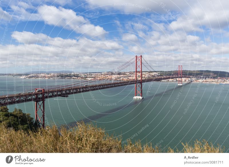 View of Lisbon Vacation & Travel Tourism Trip Far-off places Freedom Sightseeing City trip Summer Summer vacation Ocean Landscape Elements Water Sky Clouds