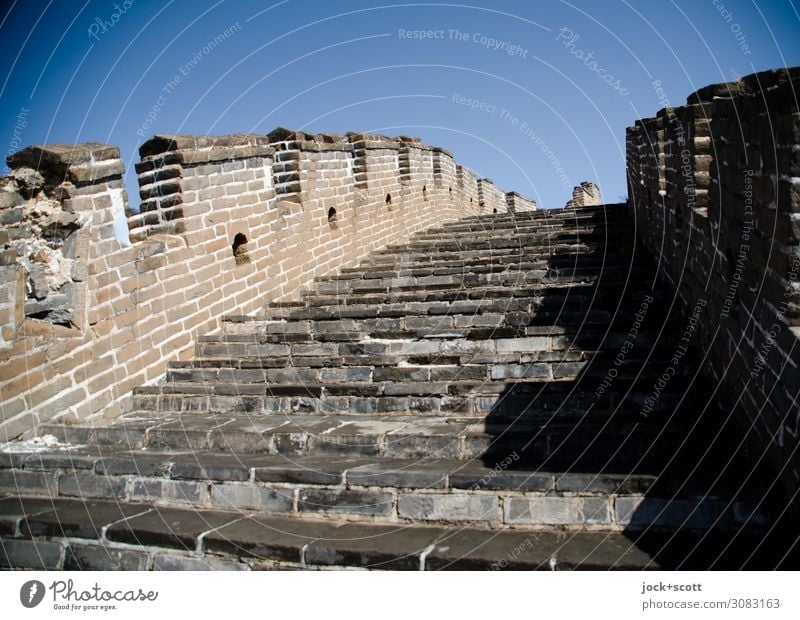 Increase (1 Li) World heritage Cinese architecture Cloudless sky Stairs Tourist Attraction Landmark Great wall Natural stone Authentic Famousness Historic Above
