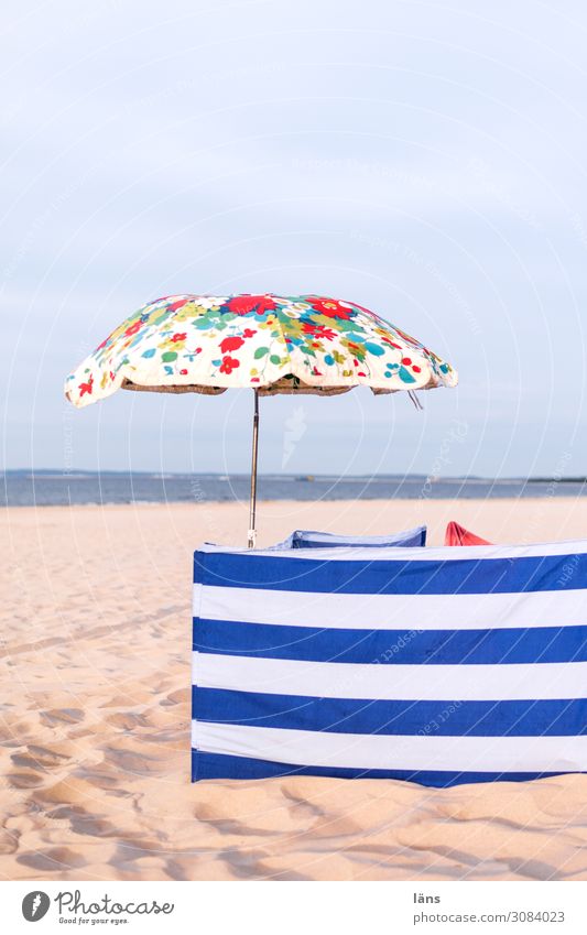 beach protection Vacation & Travel Tourism Trip Beach Ocean Baltic Sea Island Usedom Curiosity Relaxation Sunshade Striped Floral wind deflector Private sphere
