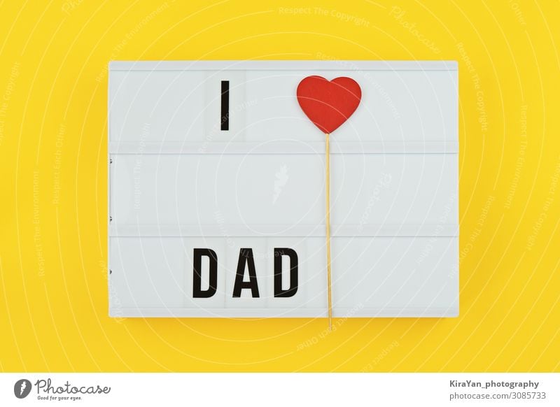 Happy Fathers Day flat lay Style Decoration Event Feasts & Celebrations Masculine Man Adults Family & Relations Heart Love Above Yellow Red Creativity Card
