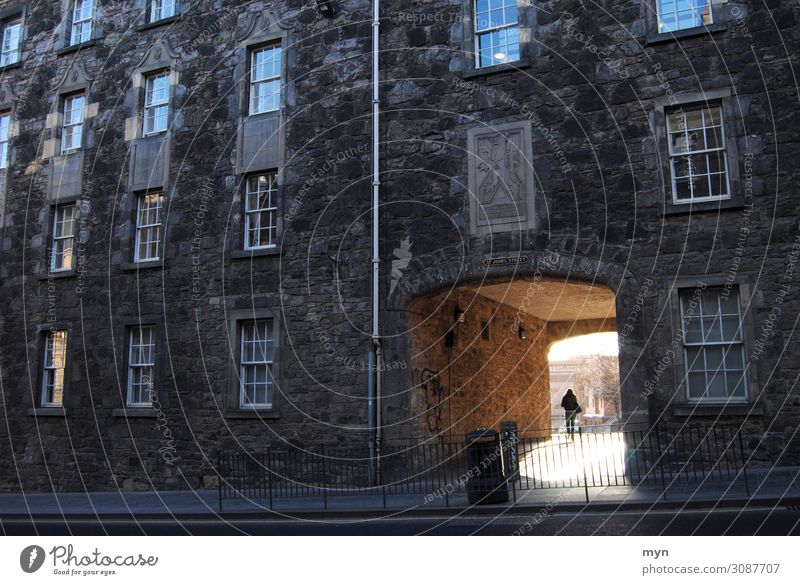 Sunlight falls through a passageway of a dark facade in Edinburgh - Hope Passage Light Facade Facades Dark Light at the end of the tunnel corona Back-light