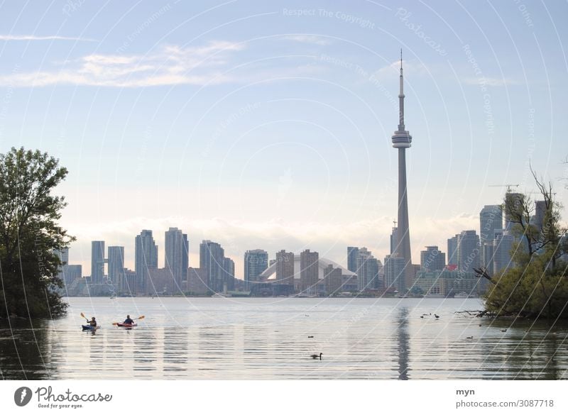 Toronto Canada Skyline with Lake Ontario and Boats CN Tower Summer High-rise Panorama (View) Town Tourism Vacation & Travel Wanderlust North America