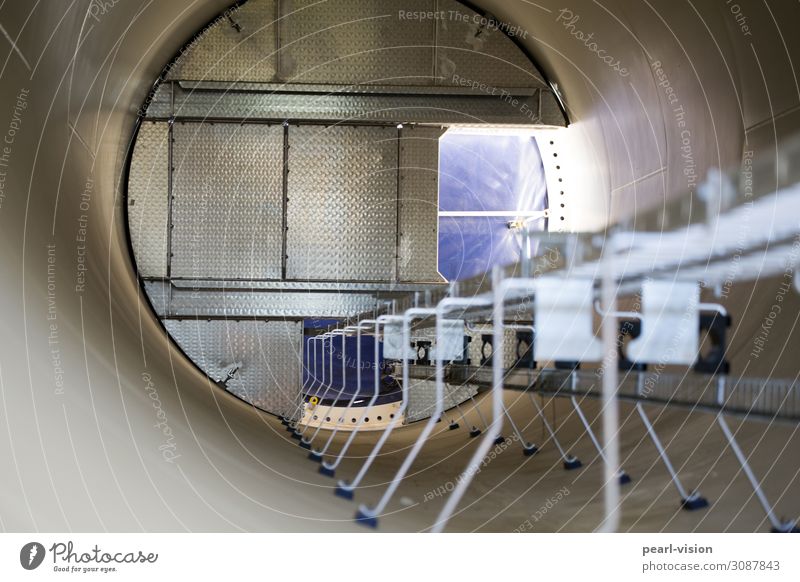 inside the tube Rung Technology Advancement Future Renewable energy Wind energy plant Cold Above Round Colour photo Exterior shot Day