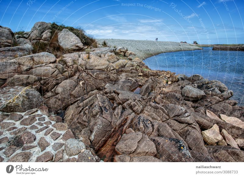 Pink Granite Coast Vacation & Travel Tourism Adventure Far-off places Summer Summer vacation Beach Environment Landscape Rock Bay Ocean Atlantic Ocean Brittany