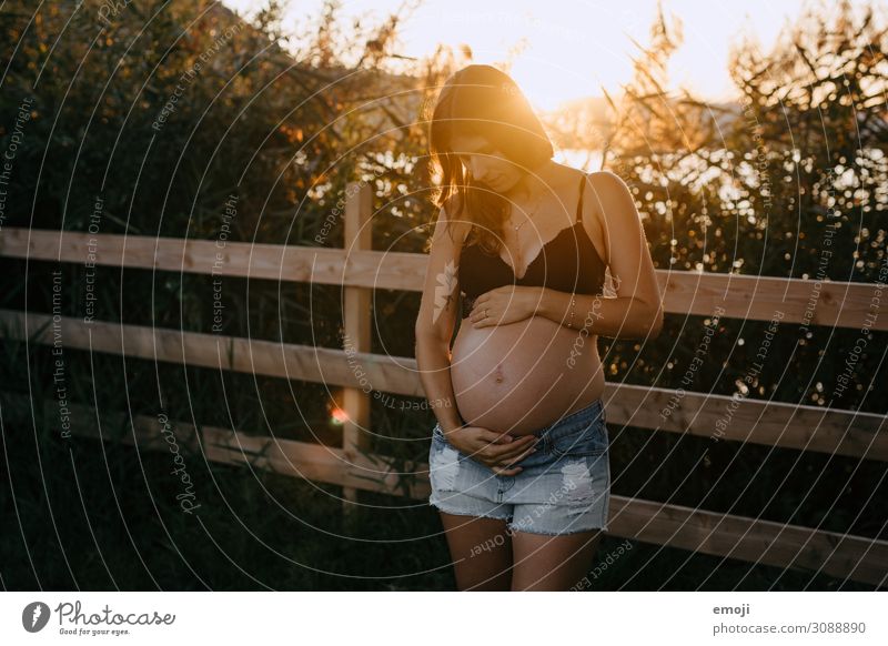 pregnancy Human being Feminine Young woman Youth (Young adults) Woman Adults Mother 1 18 - 30 years Pregnant Colour photo Multicoloured Exterior shot Evening